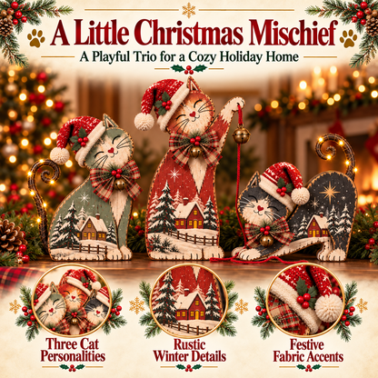 🐾🎄 Christmas Mischief Cats™ | Lighted Vintage Holiday Trio