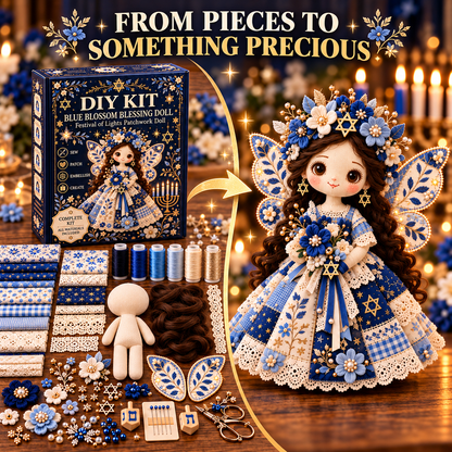 🕎🧵 Festival of Lights Friends™ | Hanukkah Patchwork Doll DIY Kit – 3 Designs