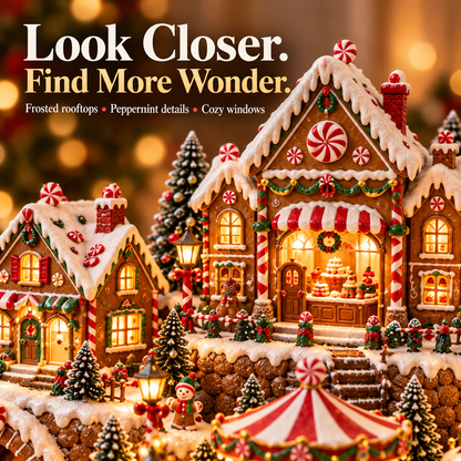 🍪🚂 Gingerbread Christmas World™ | Animated Lighted Village with Moving Train & Carousel