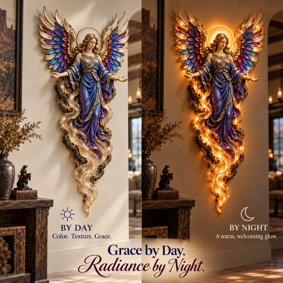 ✝️✨ Heavenly Angel Glow – Illuminated Faith Wall Decor