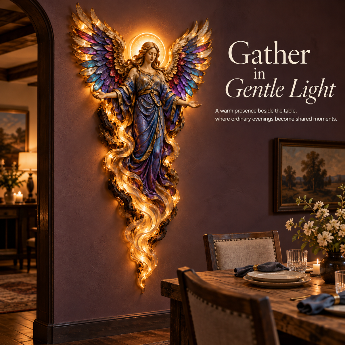 ✝️✨ Heavenly Angel Glow – Illuminated Faith Wall Decor
