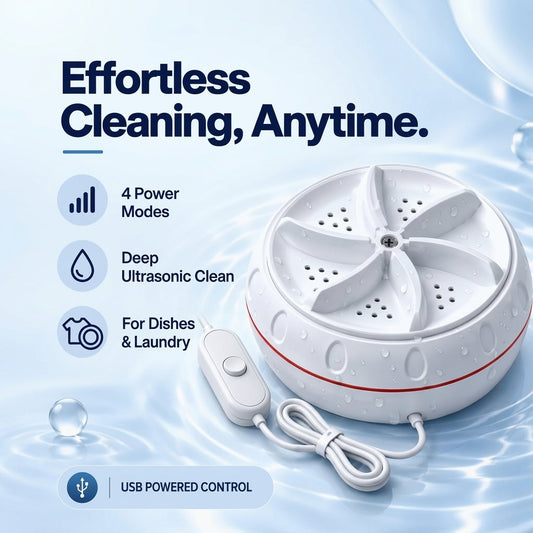 🌀 4-Mode Portable Mini Washer for Laundry & Dishes