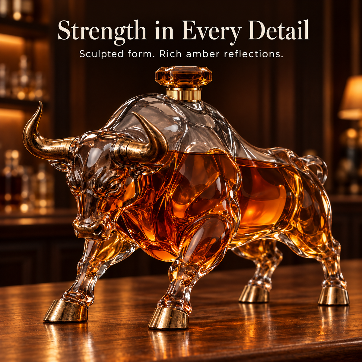 🐂 Charging Bull Crystal Whiskey Decanter – A Bold Symbol of Strength & Success