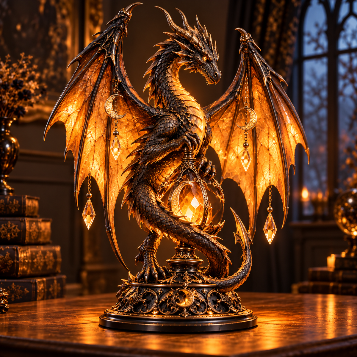 🖤🐦 Midnight Raven Glow™ | Illuminated Gothic Table Lamp