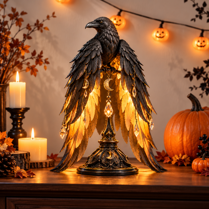 🖤🐦 Midnight Raven Glow™ | Illuminated Gothic Table Lamp