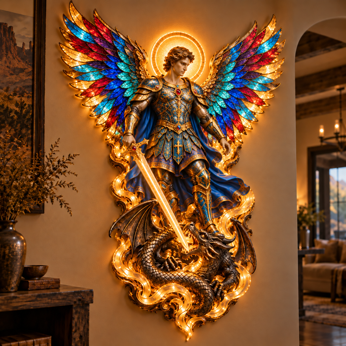 🙏✨ Rainbow-Winged Praying Angel Wall Light | A Little Heaven at Home