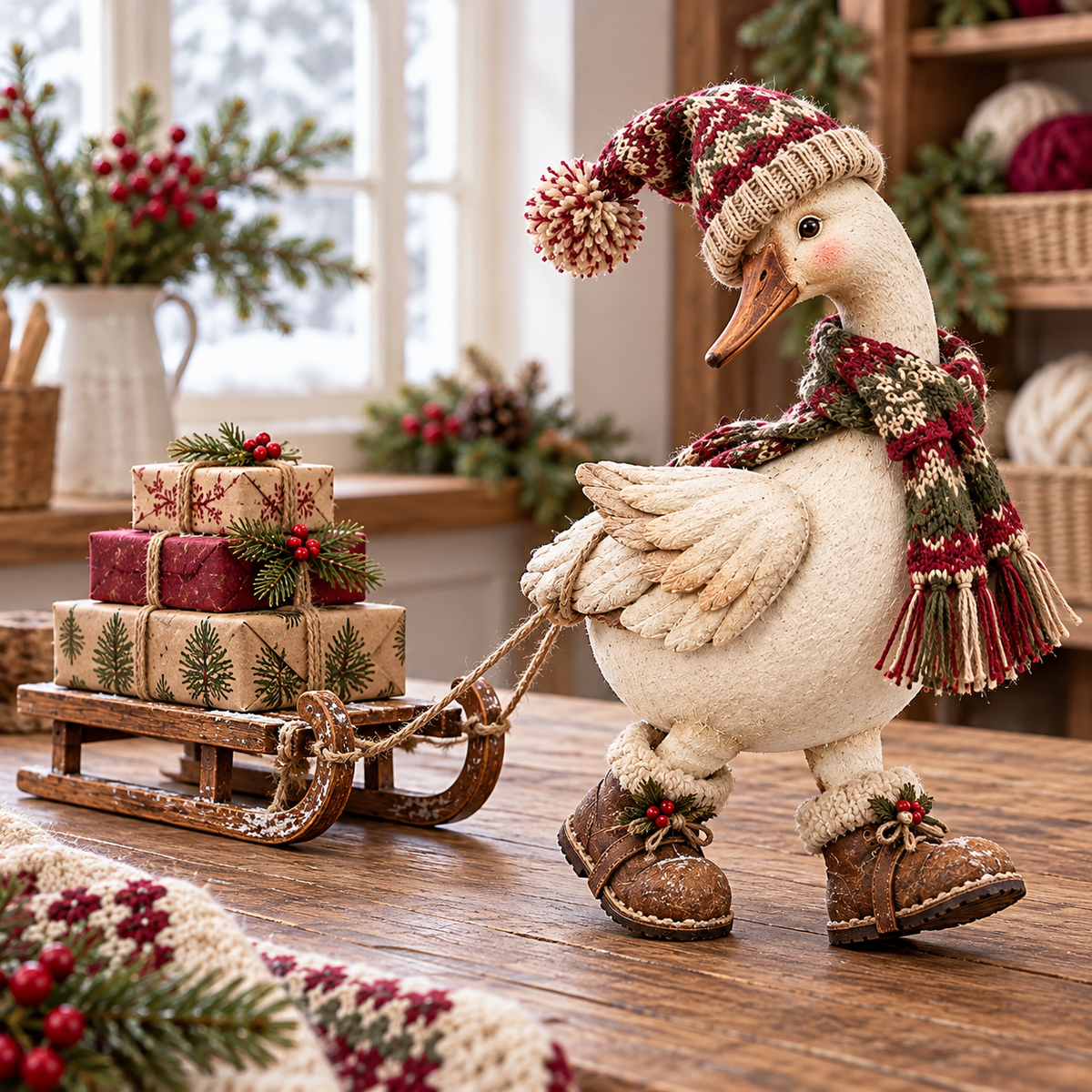 ⛷️🪿 Slope-Side Goose™ | Cozy Vintage Christmas Figurine