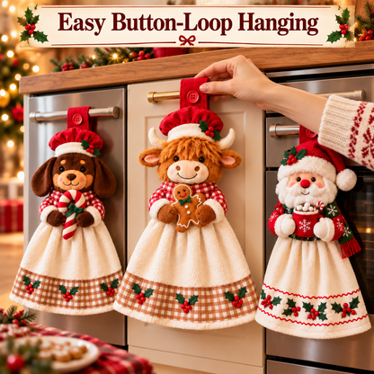 🎄🧻 Merry Kitchen Friends™ | Christmas Hanging Hand Towels – 3 Styles