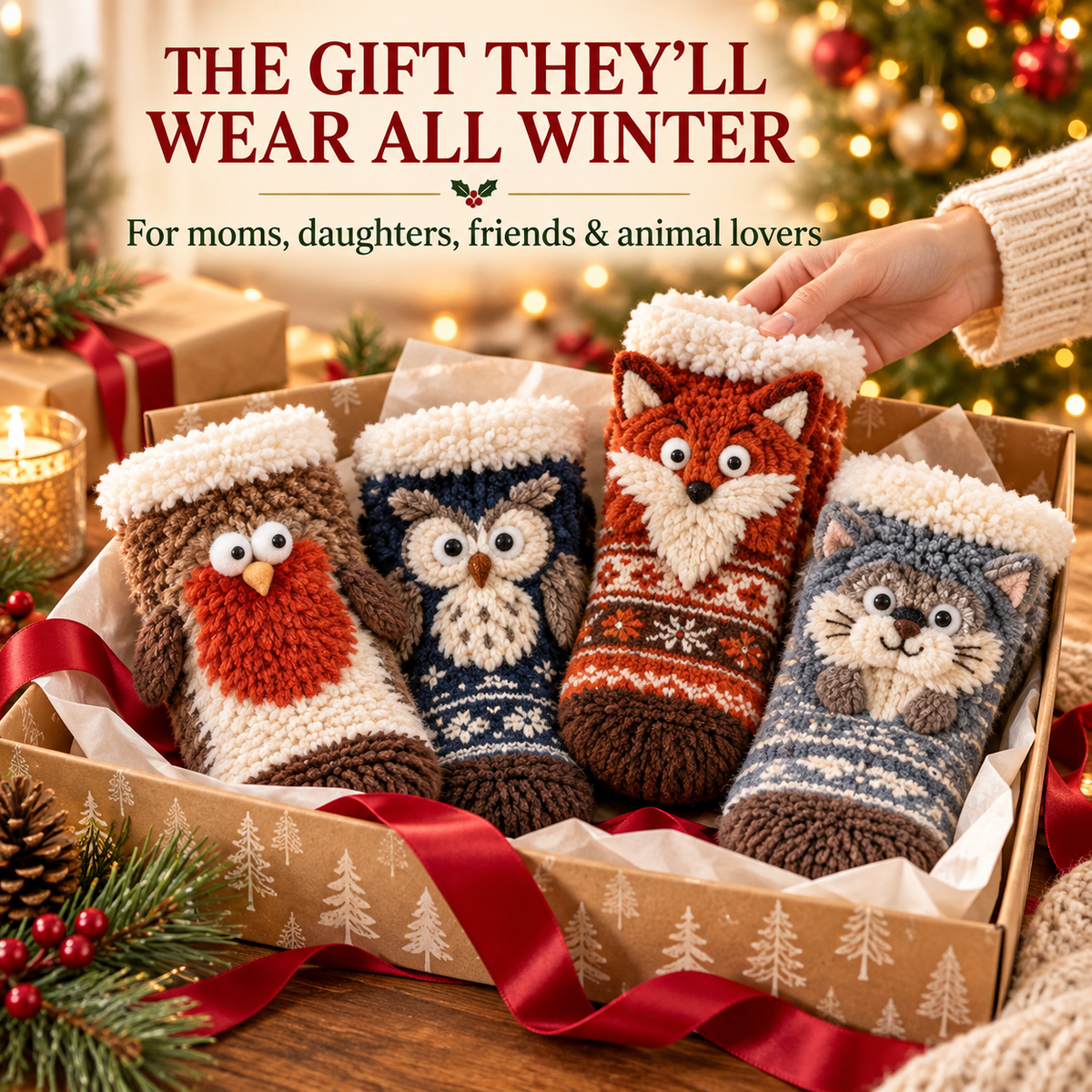 🦊🐦🦦🦉 Fuzzy Critter Toes™ | 3D Animal Slipper Socks