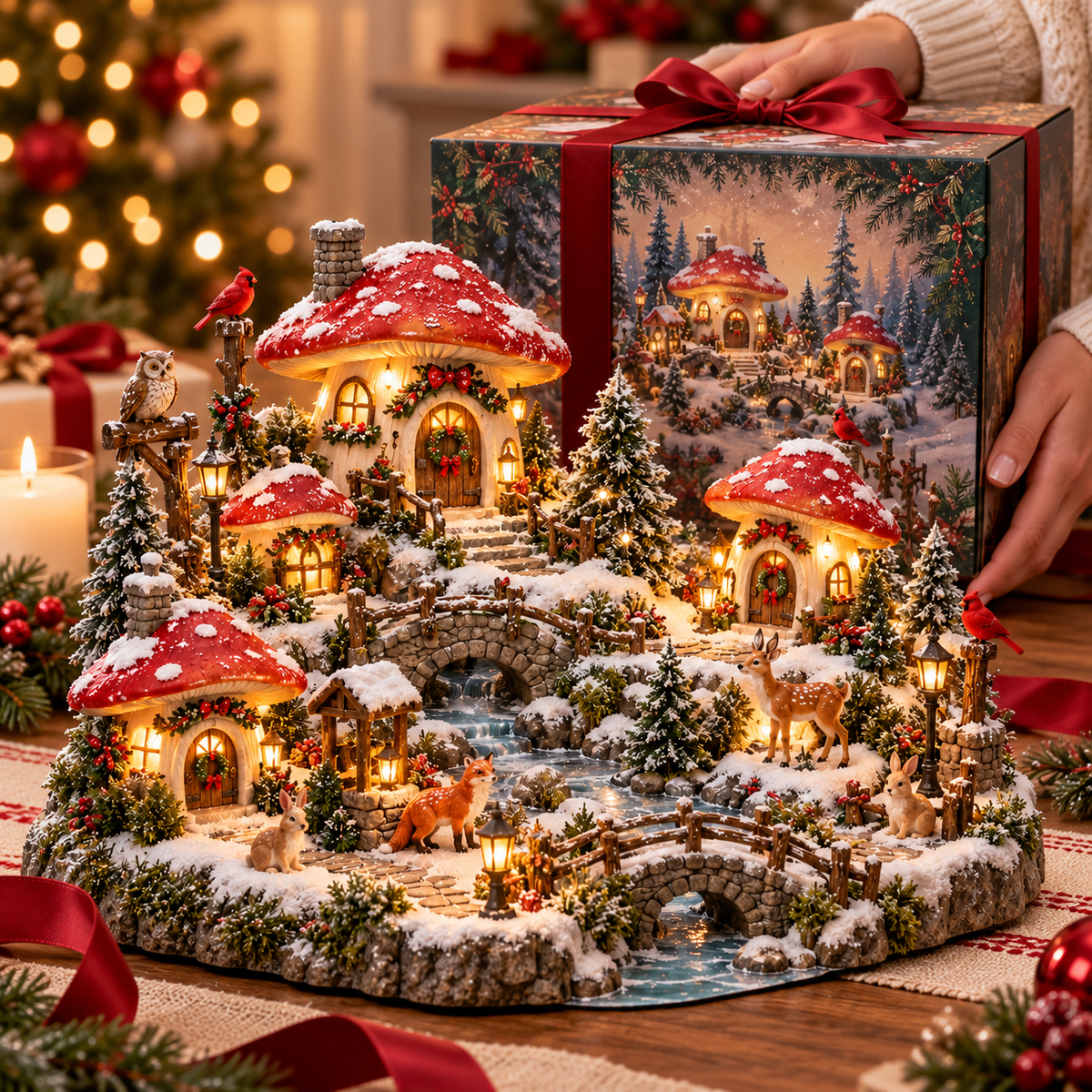 🍄✨ Enchanted Mushroom Christmas Village | Lighted Storybook Holiday Display 🎄❄️