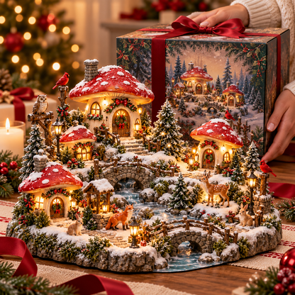🍄✨ Enchanted Mushroom Christmas Village | Lighted Storybook Holiday Display 🎄❄️