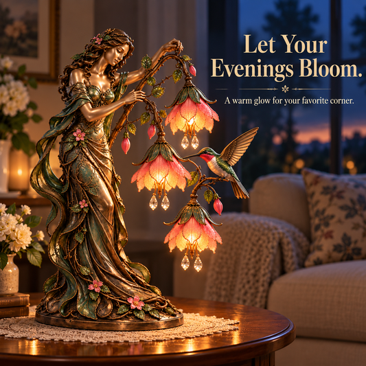 🌺🐦 Hummingbird Garden Muse™ – Glowing Floral Sculpture Lamp ✨