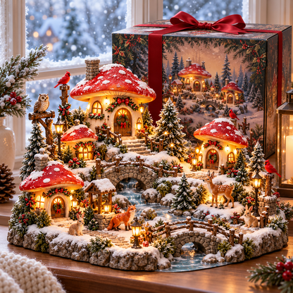 🍄✨ Enchanted Mushroom Christmas Village | Lighted Storybook Holiday Display 🎄❄️