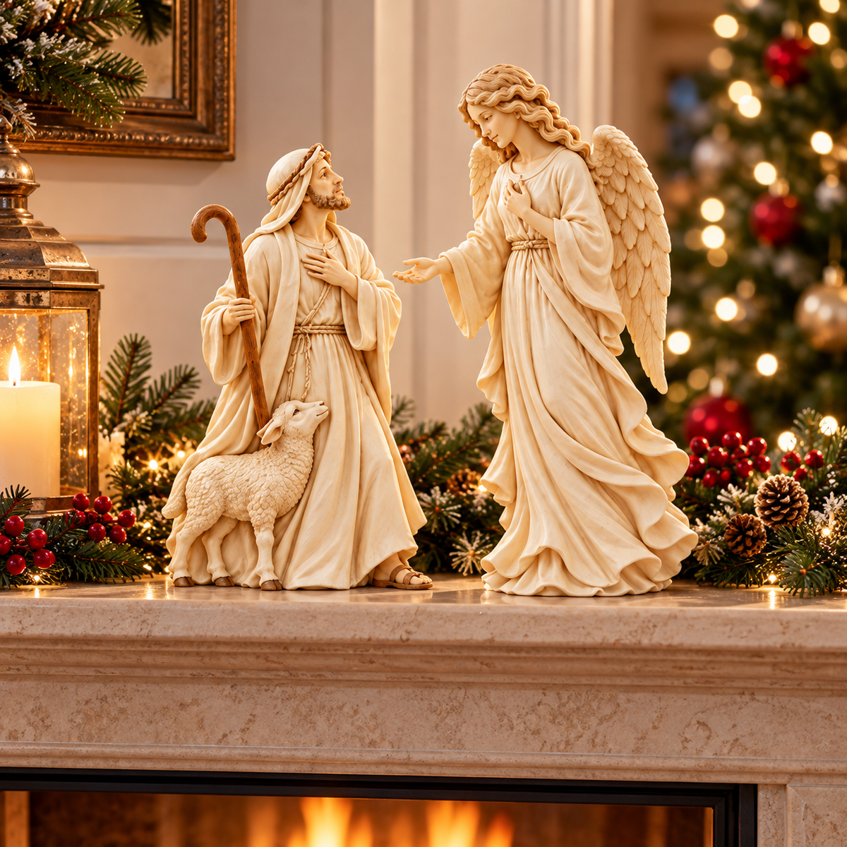 👼 Heaven Speaks to the Shepherd | Christmas Figurine Set