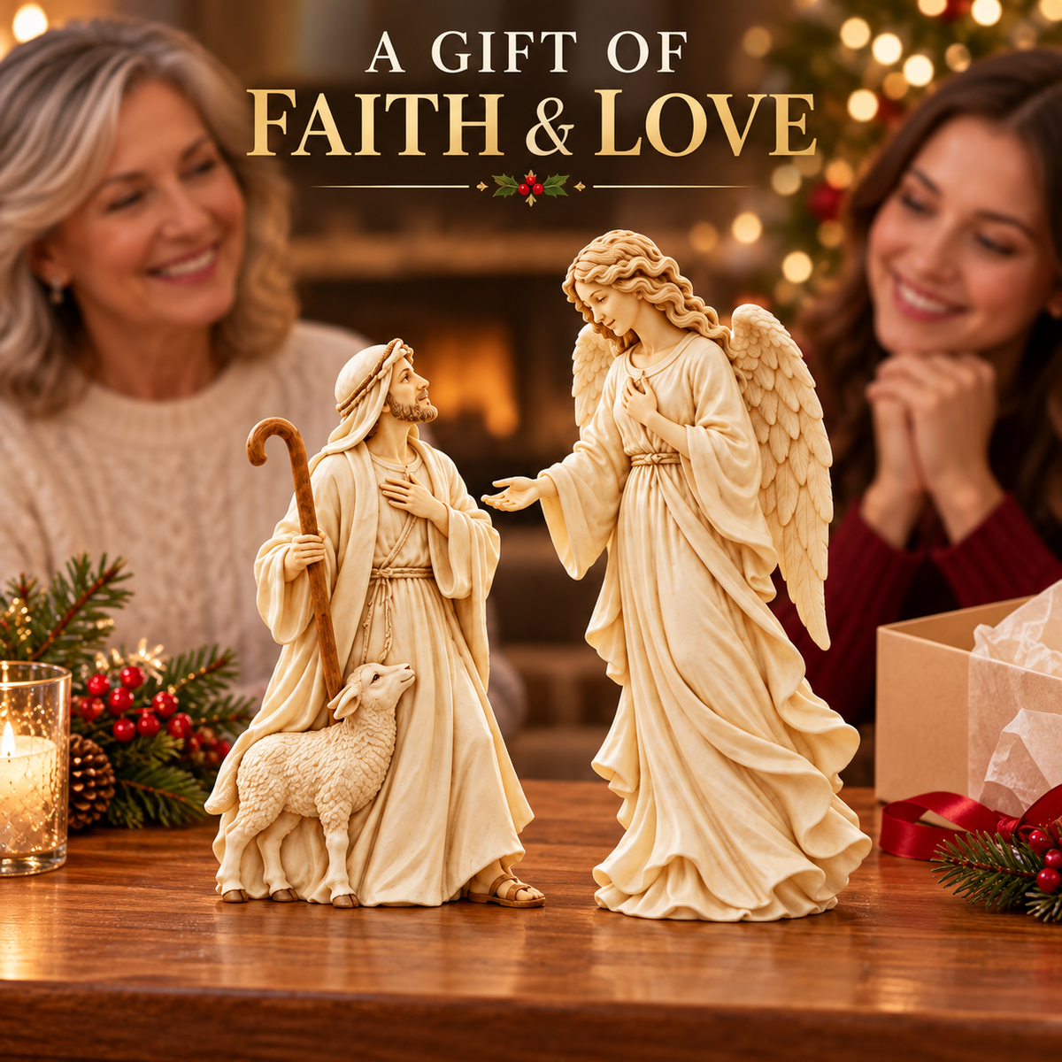 👼 Heaven Speaks to the Shepherd | Christmas Figurine Set