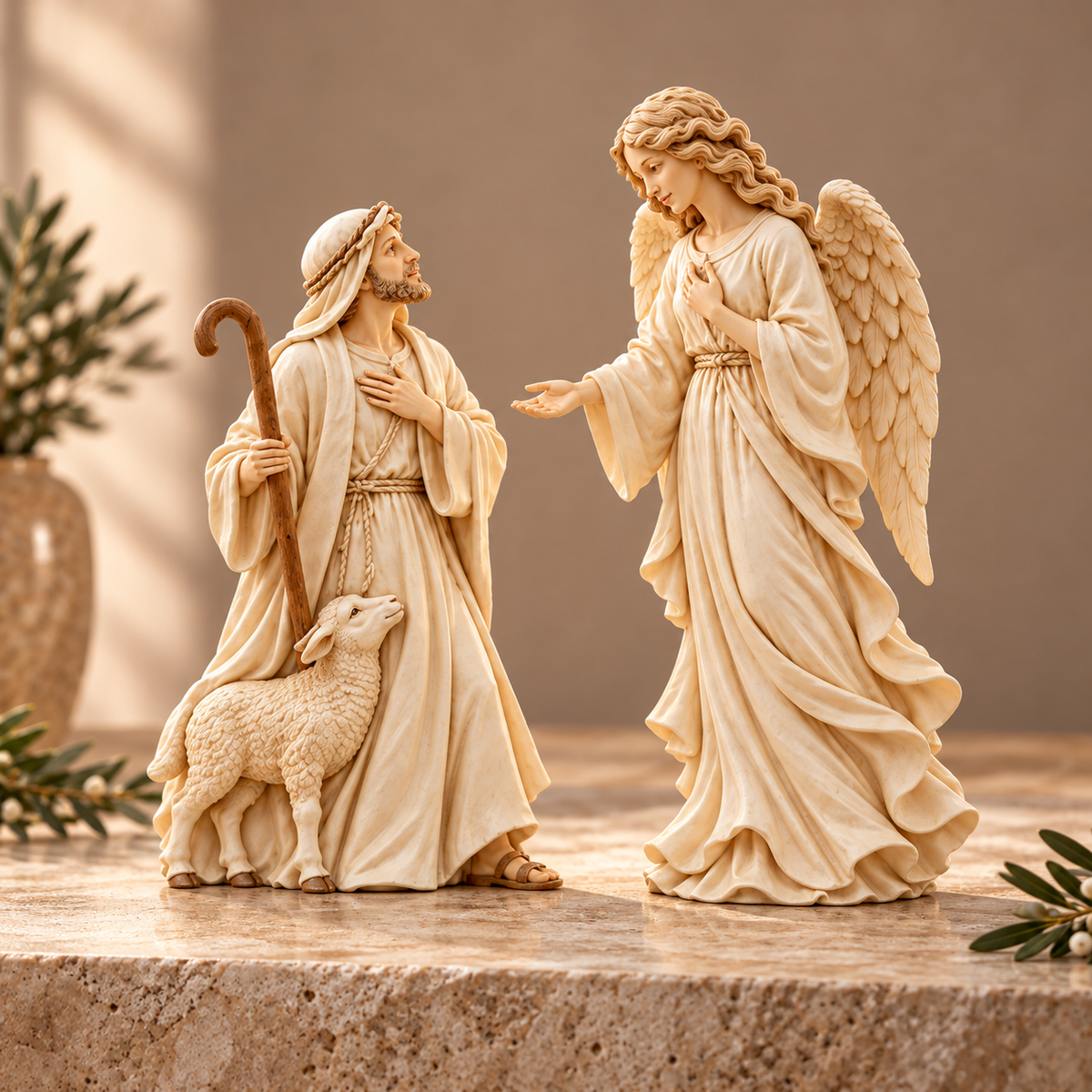 👼 Heaven Speaks to the Shepherd | Christmas Figurine Set