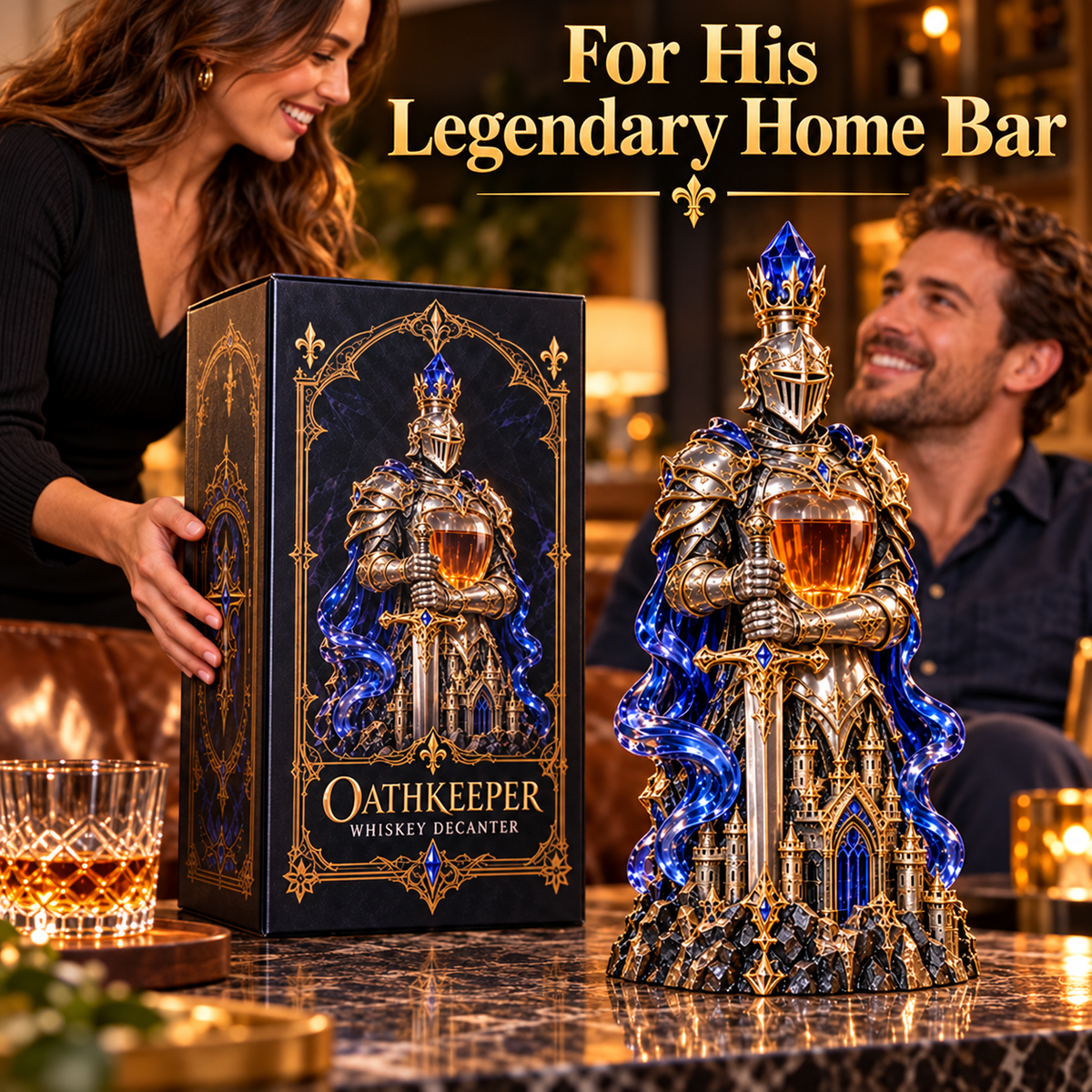 ⚔️🥃 Oathkeeper™ Knight Whiskey Decanter | Medieval Sword & Gothic Bar Decor 🛡️