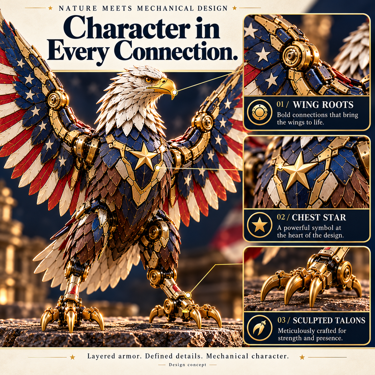 🔥 LAST DAY 49% OFF | 🦅 EagleMorph™ – Stars & Stripes Transforming Mechanical Egg