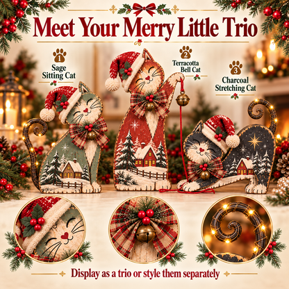 🐾🎄 Christmas Mischief Cats™ | Lighted Vintage Holiday Trio