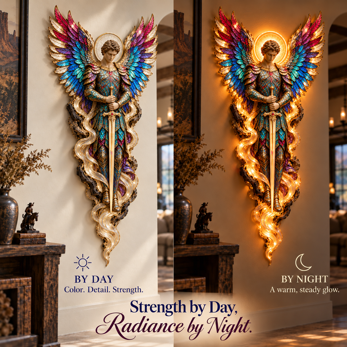 ✝️✨ Heavenly Angel Glow – Illuminated Faith Wall Decor