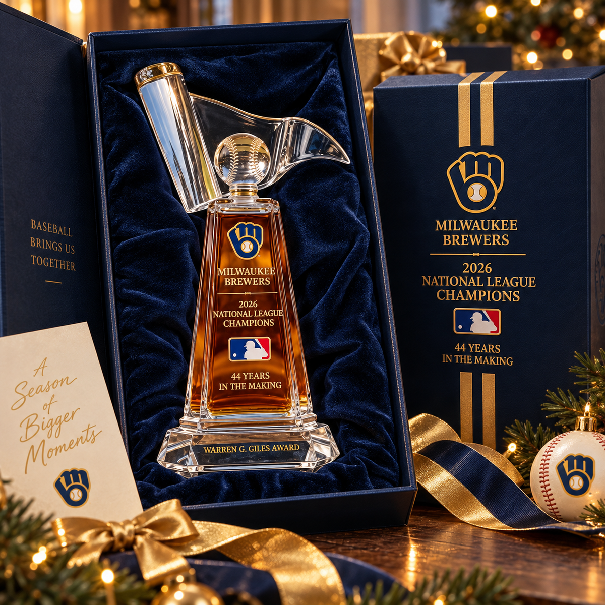 🏆⚾ Milwaukee Brewers 2026 NL Champions Whiskey Trophy Bottle – 44 Years in the Making Collector’s Edition