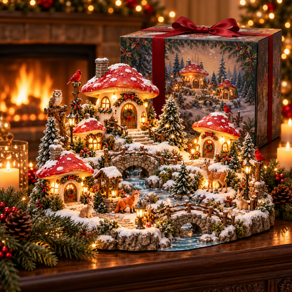🍄✨ Enchanted Mushroom Christmas Village | Lighted Storybook Holiday Display 🎄❄️