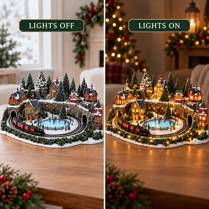 🔥 LAST DAY 49% OFF | 🚂❄️ Winter Rail & Rink™ | Animated Christmas Village Scene