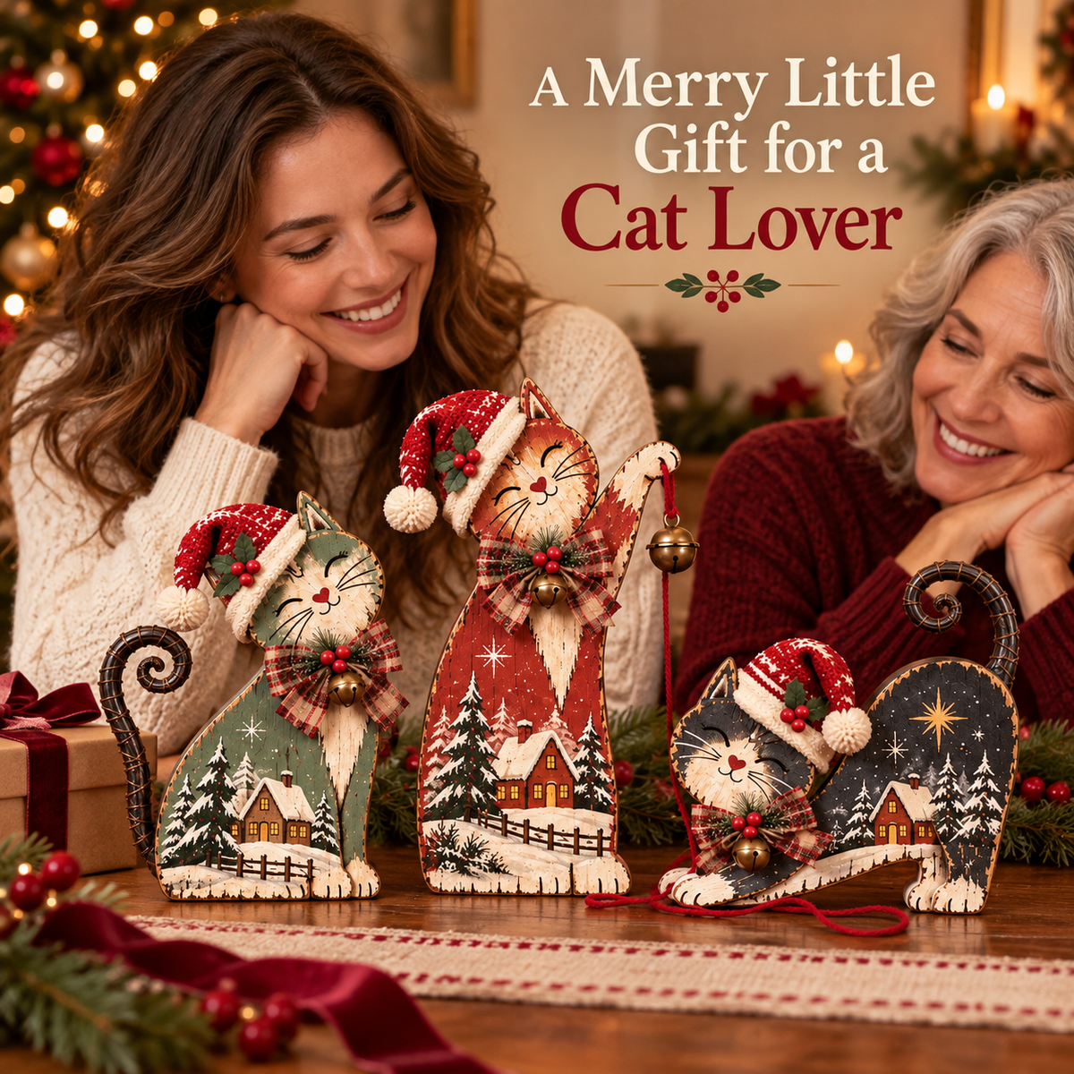 🐾🎄 Christmas Mischief Cats™ | Lighted Vintage Holiday Trio