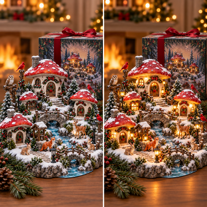🍄✨ Enchanted Mushroom Christmas Village | Lighted Storybook Holiday Display 🎄❄️
