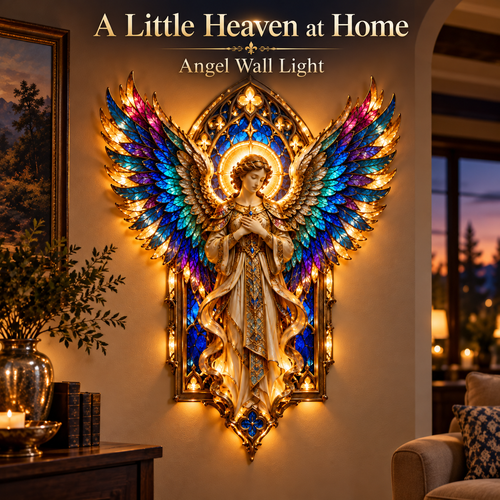 🙏✨ Rainbow-Winged Praying Angel Wall Light | A Little Heaven at Home