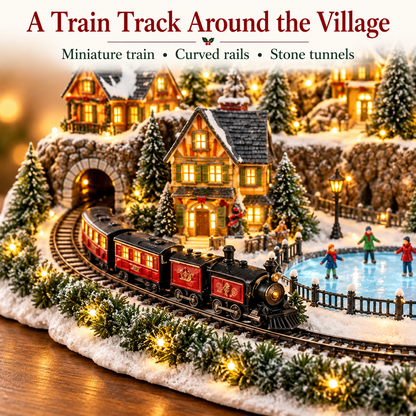 🔥 LAST DAY 49% OFF | 🚂❄️ Winter Rail & Rink™ | Animated Christmas Village Scene
