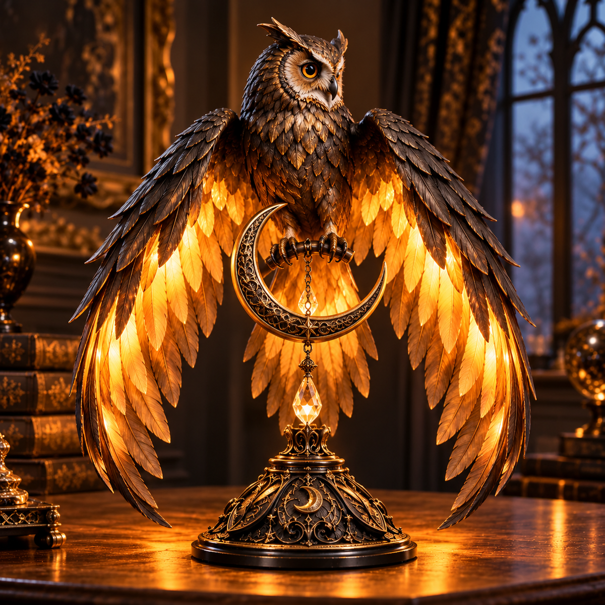 🖤🐦 Midnight Raven Glow™ | Illuminated Gothic Table Lamp