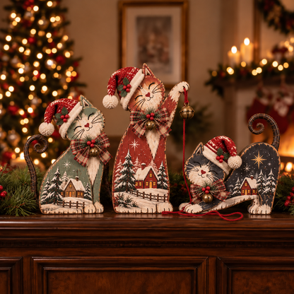 🐾🎄 Christmas Mischief Cats™ | Lighted Vintage Holiday Trio
