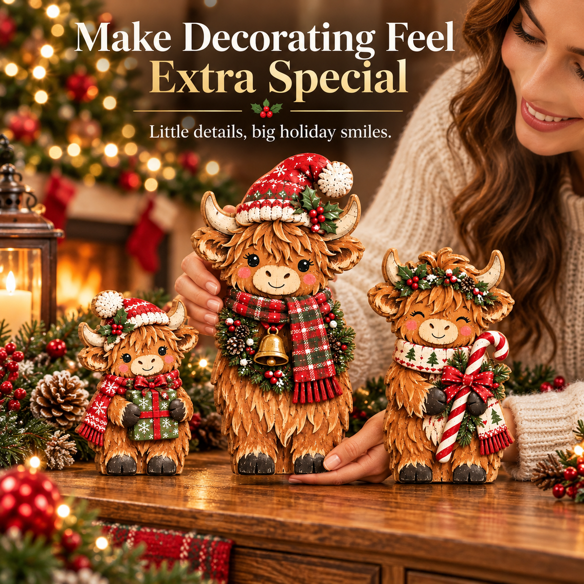 🐮🎄 Cozy Christmas Highland Herd™ | Festive Cow Figurines