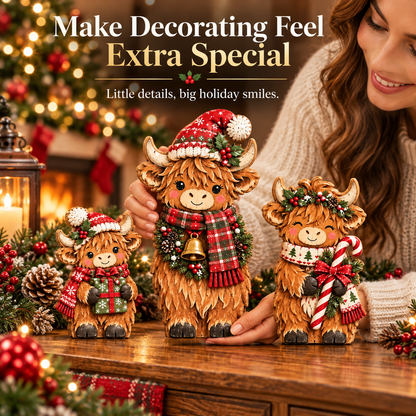 🐮🎄 Cozy Christmas Highland Herd™ | Festive Cow Figurines