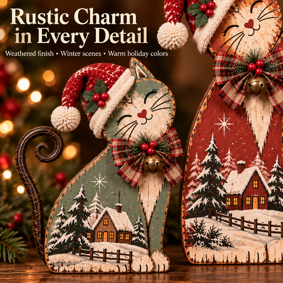 🐾🎄 Christmas Mischief Cats™ | Lighted Vintage Holiday Trio