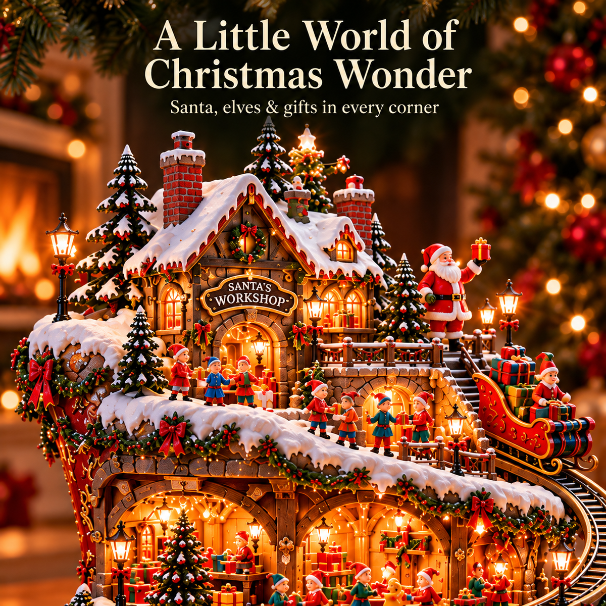 ✨LAST DAY 49% OFF🎅 Santa’s Workshop Christmas Village — Light-Up Boot-Shaped Holiday Decoration
