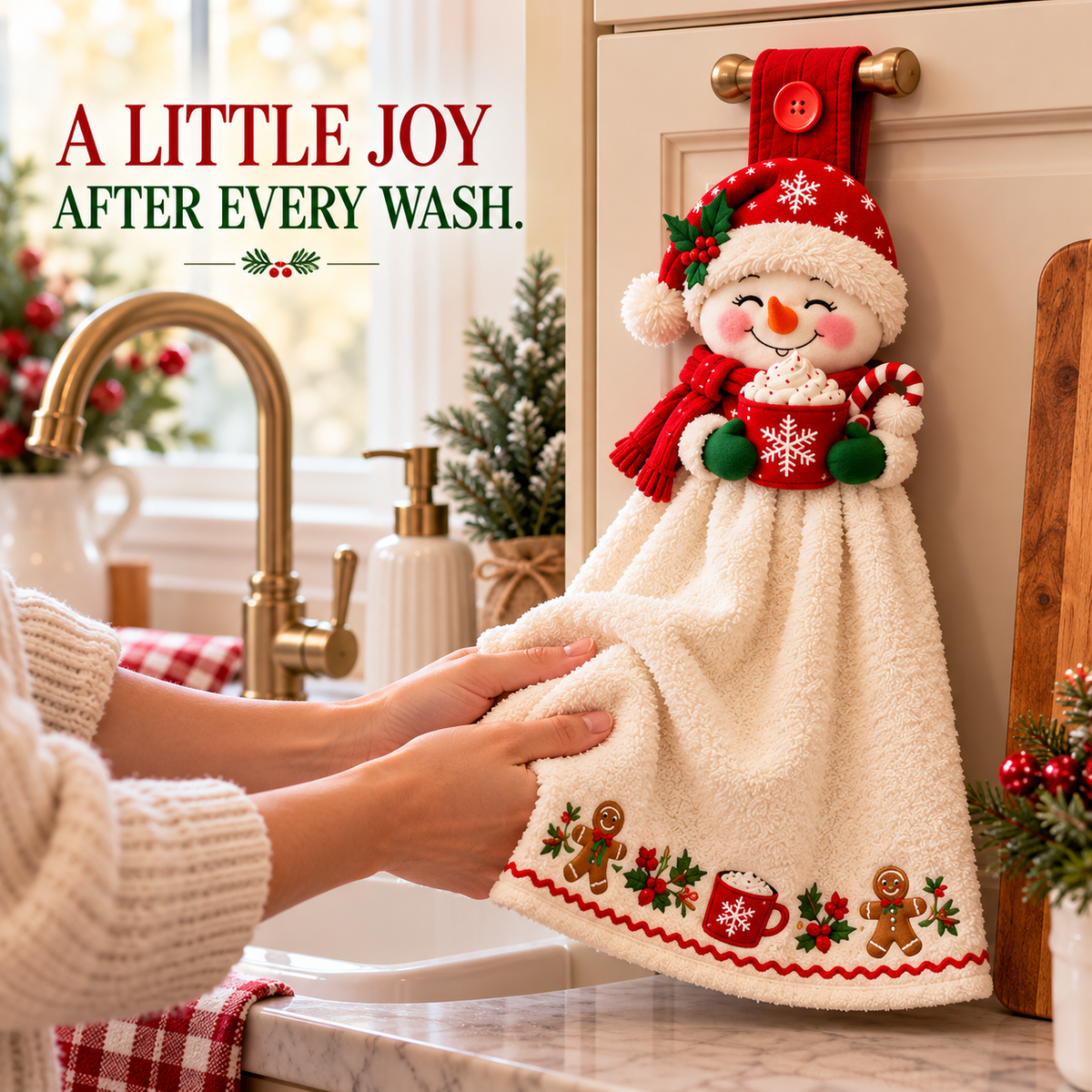 🎄 Christmas Joy – 3D Character Hanging Hand Towels for Kitchen & Bathroom