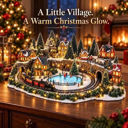 🔥 LAST DAY 49% OFF | 🚂❄️ Winter Rail & Rink™ | Animated Christmas Village Scene