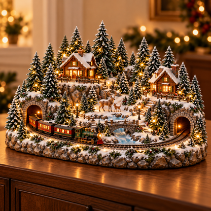 🍪🚂 Gingerbread Christmas World™ | Animated Lighted Village with Moving Train & Carousel