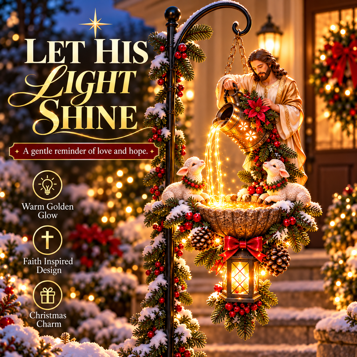 🔥Last Day 50% OFF-🌟✝️ Sacred Grace Cascade™ | Illuminated Christian Garden Decor