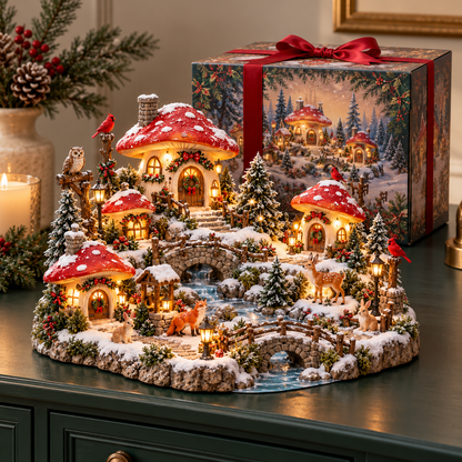 🍄✨ Enchanted Mushroom Christmas Village | Lighted Storybook Holiday Display 🎄❄️