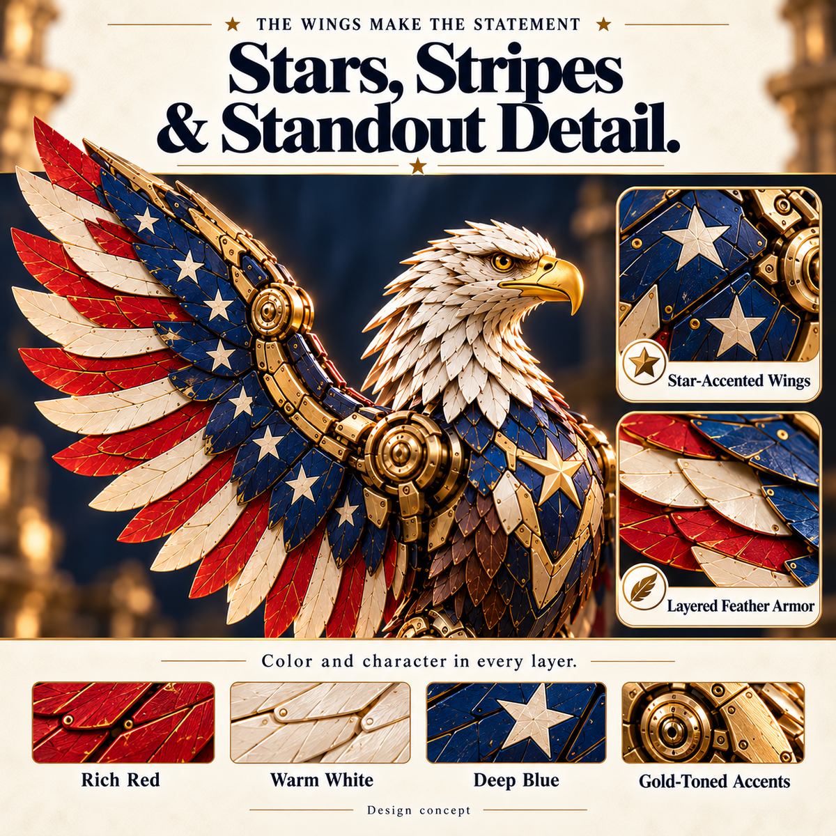 🔥 LAST DAY 49% OFF | 🦅 EagleMorph™ – Stars & Stripes Transforming Mechanical Egg