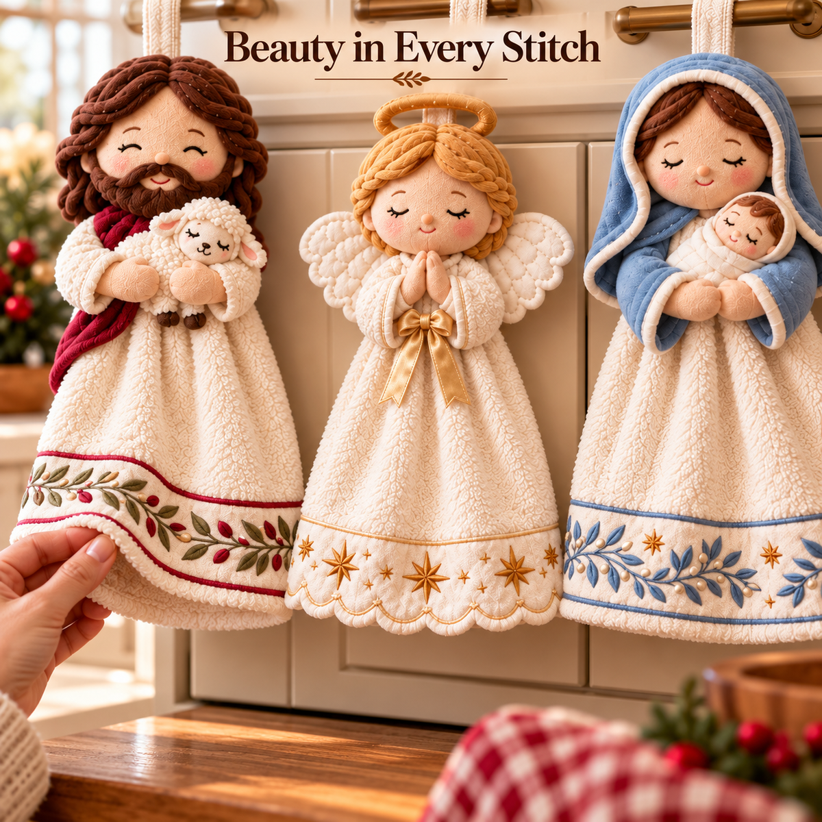 ✝️ Faithful Touch – Christian Hanging Hand Towels for Kitchen & Home