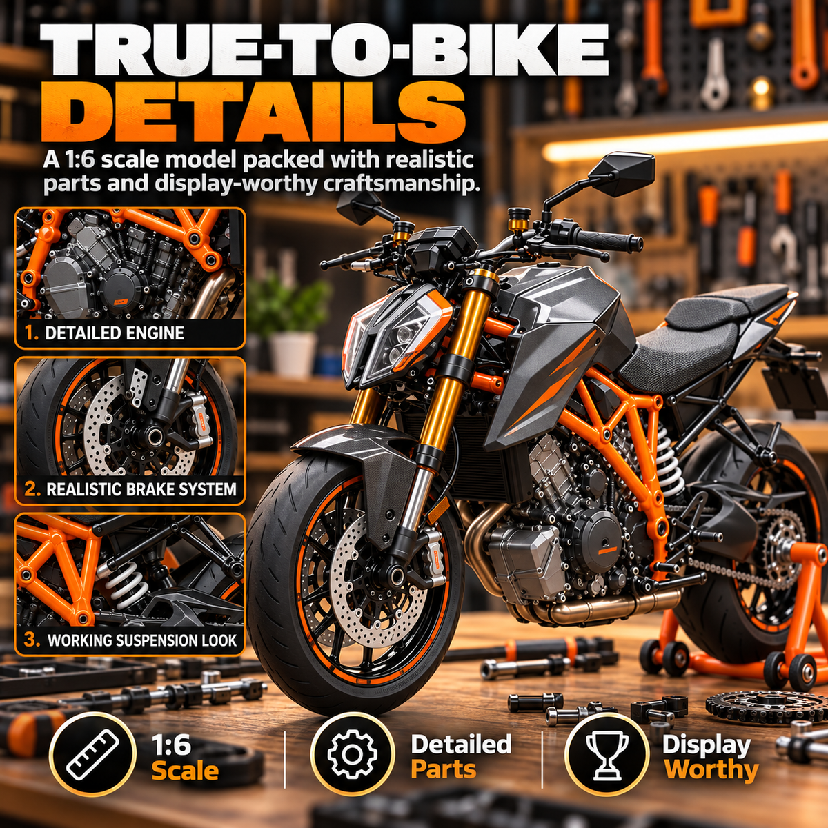 🔥 LAST DAY 49% | 🏍️ Build It. Fuel It. Ride the Mechanics | 1:6 Motorcycle Model Kit