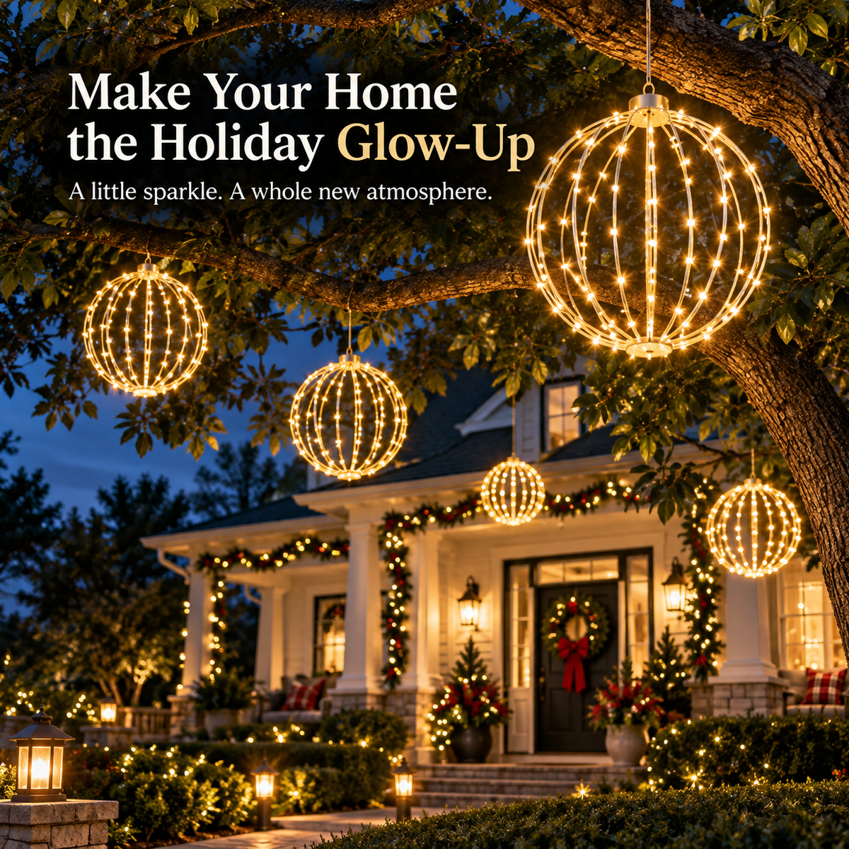 🔥 50% OFF | ✨ Starlit Sphere Glow™ – Hanging LED Holiday Lights