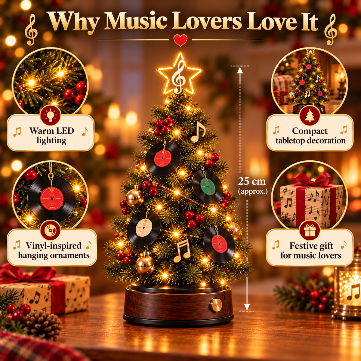💿🎄 Christmas on Vinyl | Lighted Retro Record Tree ✨