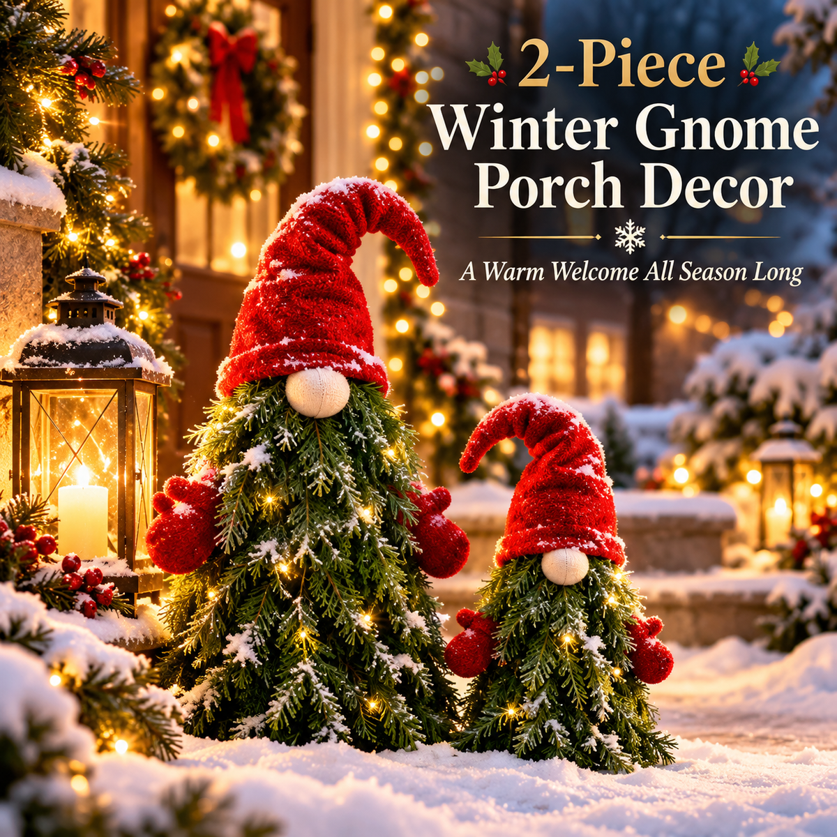 ❄️🧙 2-Piece Winter Gnome Porch Decor