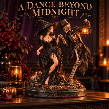 🖤 Till Death Do Us Part | Gothic Witch & Skeleton Love Figurine 💀