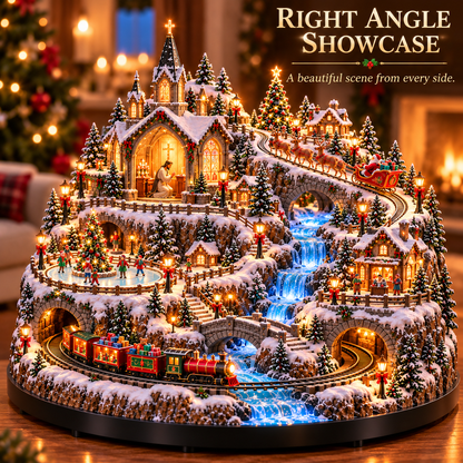 🦌🚂 Christmas in Motion | Lighted Village with Train, Sleigh & Waterfall